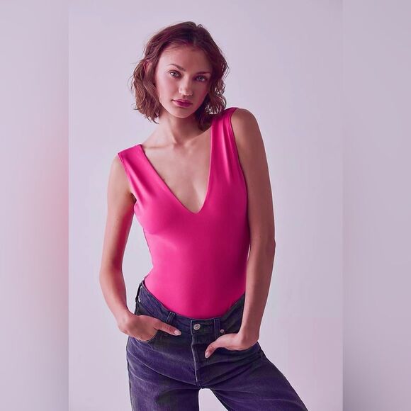 Intimately Free People Keep It Sleek Duo Bodysuit in Fuchsia size Medium - Picture 1 of 12